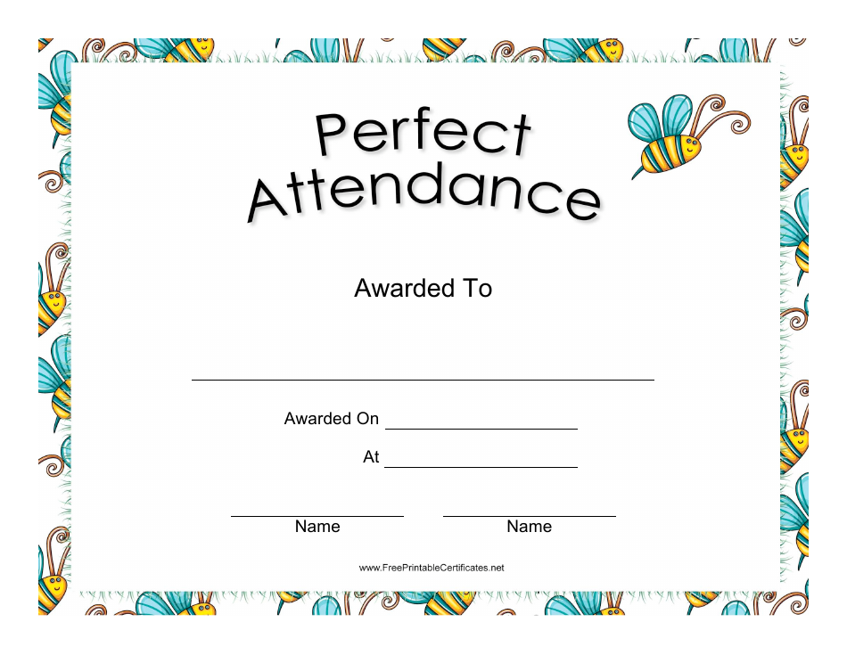 Preview of Perfect Attendance Certificate Template