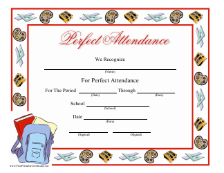 Document preview: Perfect Attendance Certificate Template