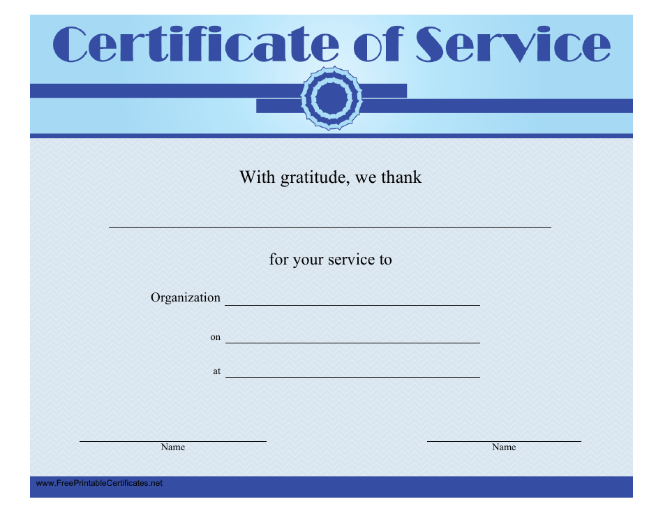 Certificate of Service Template Download Printable PDF Templateroller