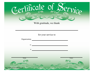 Document preview: Service Certificate Template