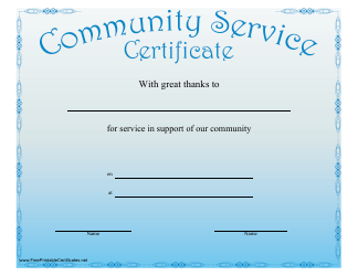 Document preview: Community Service Certificate Template