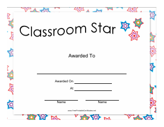 Document preview: Classroom Star Certificate Template
