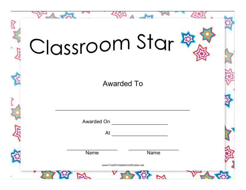 Classroom Star Certificate Template
