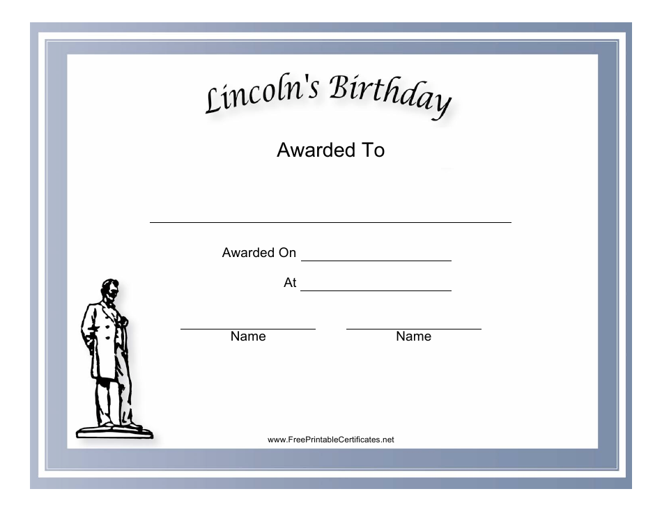 Lincoln's Birthday Holiday Certificate Template