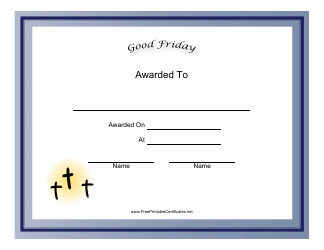 Document preview: Good Friday Holiday Certificate Template