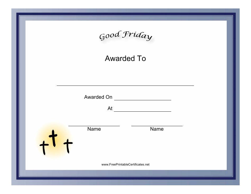 Beautiful Good Friday Holiday Certificate Template