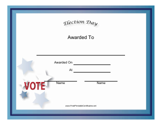 Document preview: Election Day Holiday Certificate Template
