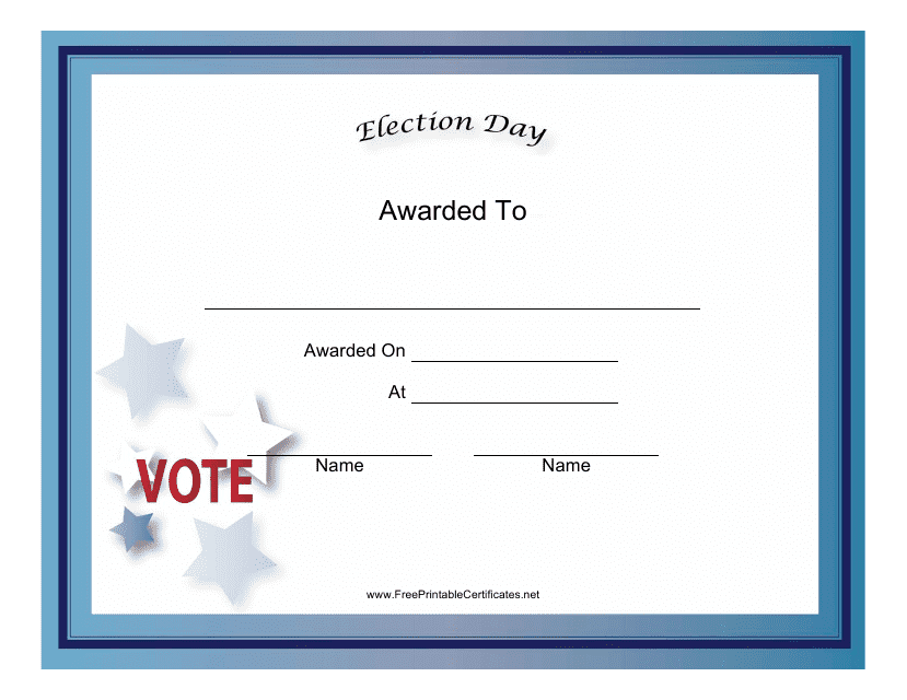 Election Day Holiday Certificate Template