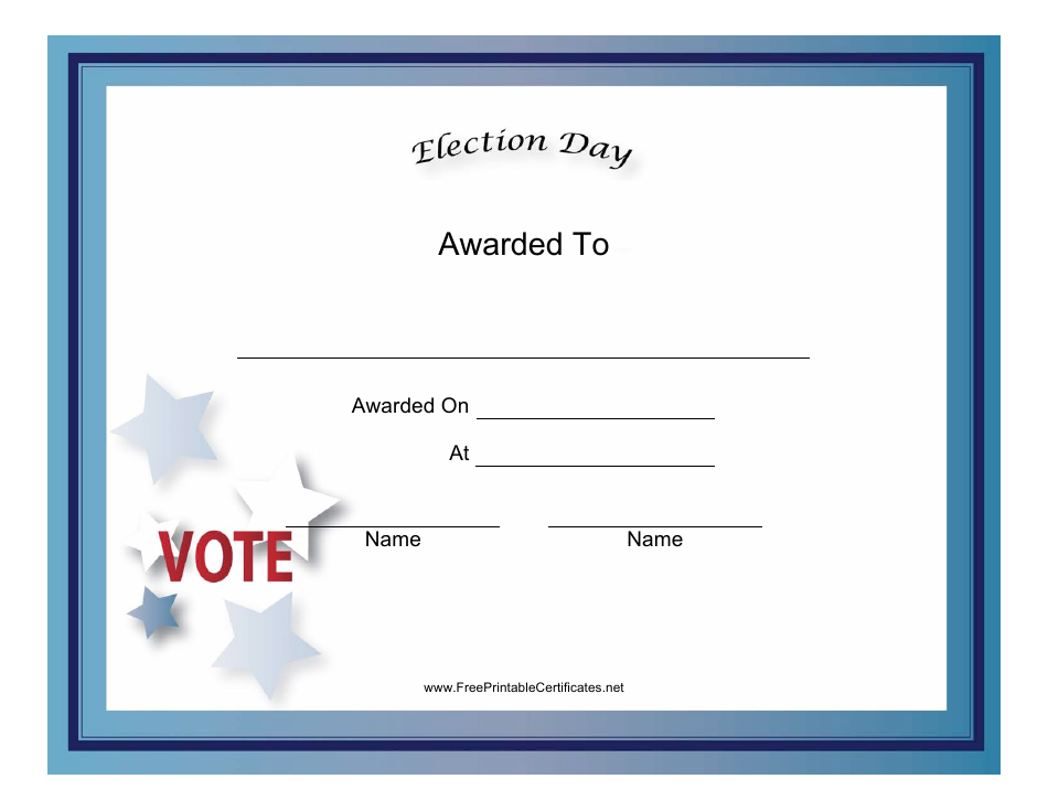Election Day Holiday Certificate Template, Page 1