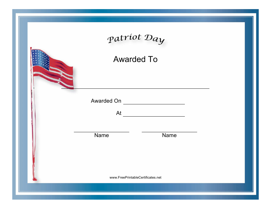Patriot Day Holiday Certificate Template Image