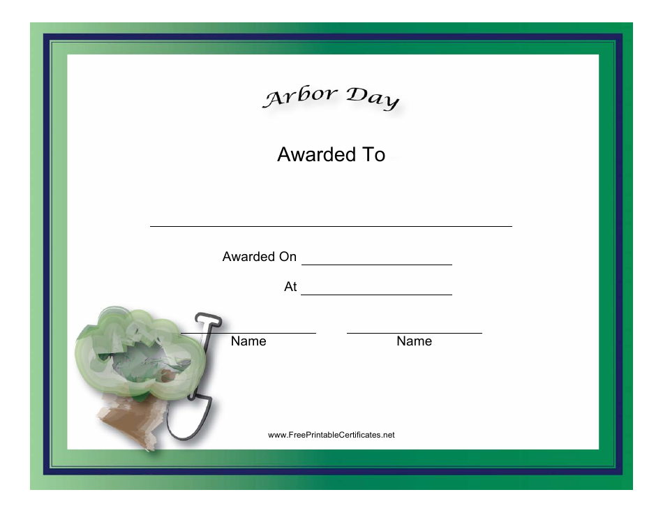 Arbor Day Holiday Certificate Template, Page 1