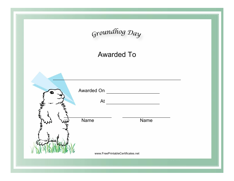 Groundhog Day Holiday Certificate Template image preview