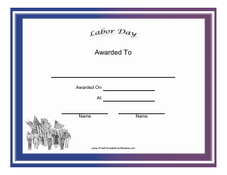 Document preview: Labor Day Holiday Certificate Template