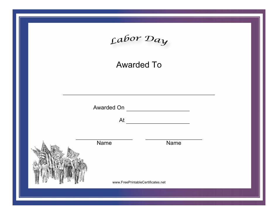 Labor Day Holiday Certificate Template, Page 1
