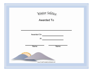 &quot;Winter Solstice Holiday Certificate Template&quot;