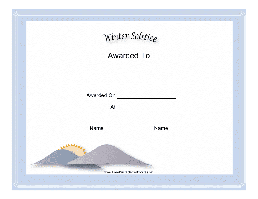 Winter Solstice Holiday Certificate Template