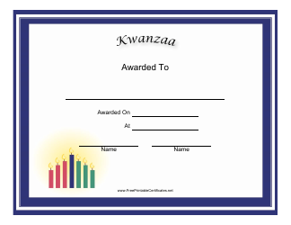 &quot;Kwanzaa Holiday Certificate Template&quot;