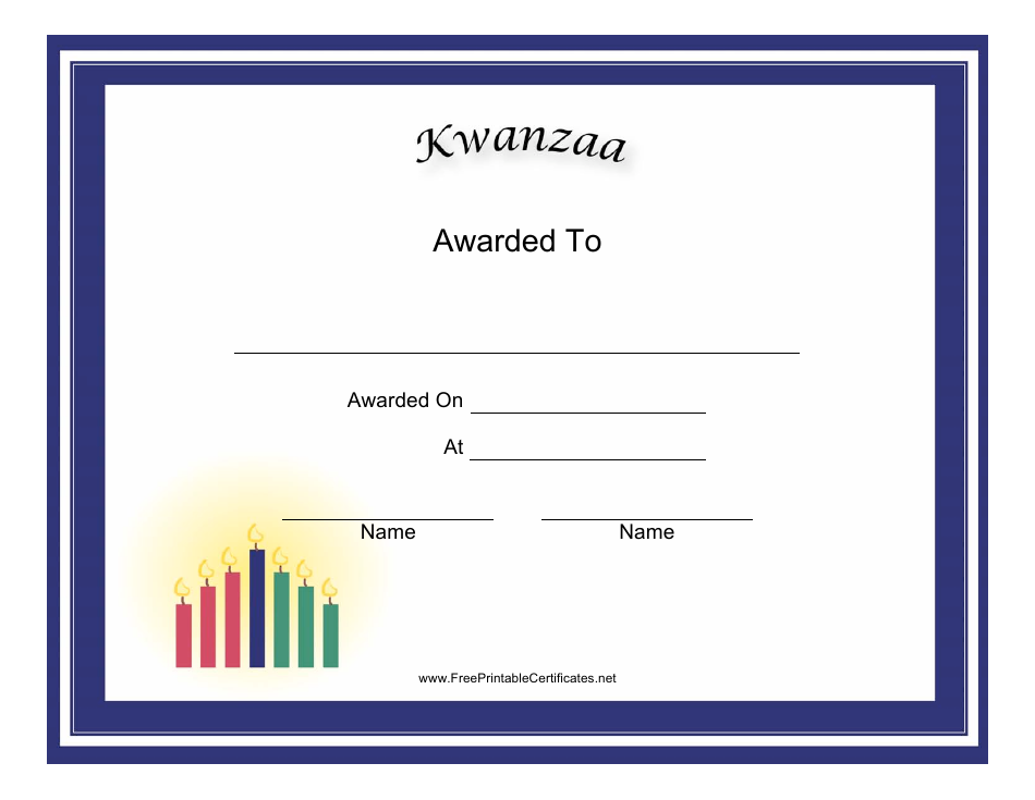 Kwanzaa Holiday Certificate Template - Official design to celebrate Kwanzaa