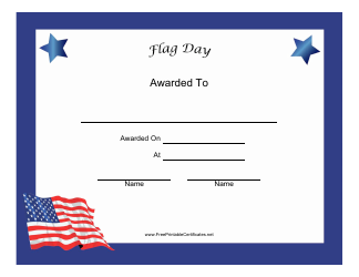 Document preview: Flag Day Holiday Certificate Template