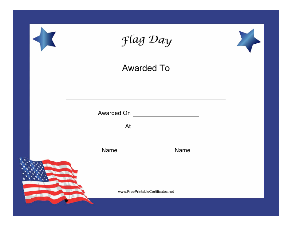Flag Day Holiday Certificate Template Download Printable PDF