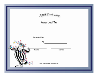 &quot;April Fools Day Holiday Certificate Template&quot;
