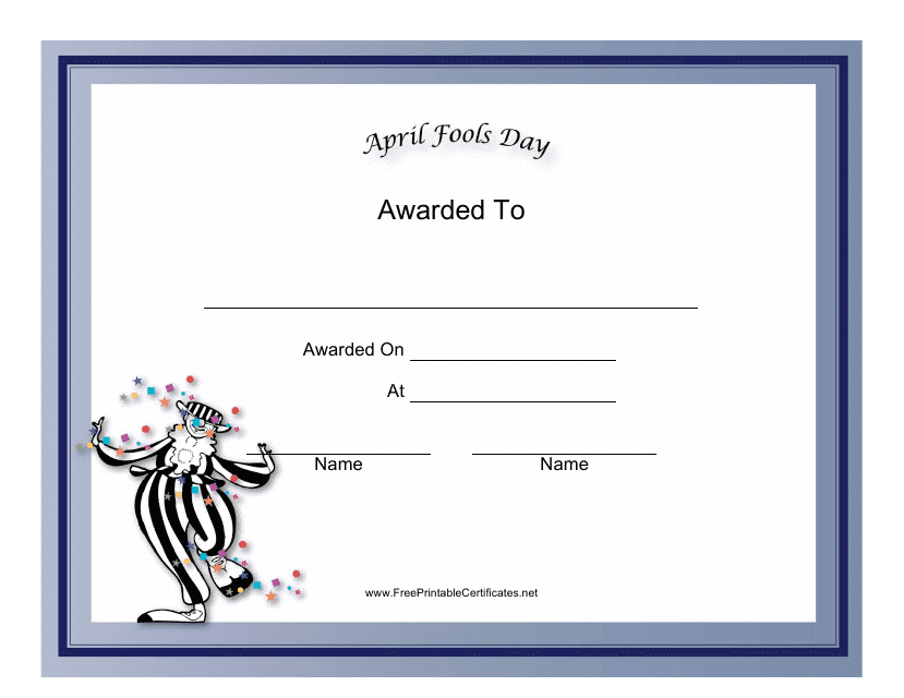 April Fools Day Holiday Certificate Template