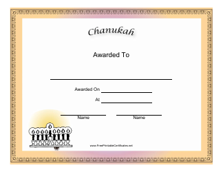 &quot;Chanukah Holiday Certificate Template&quot;