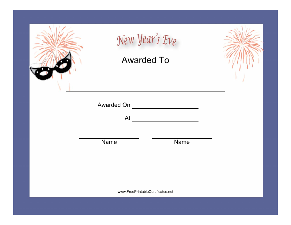 New Year's Eve Holiday Certificate Template Image Preview
