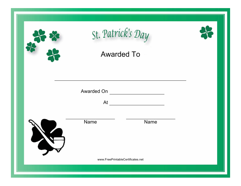 St. Patrick's Day Holiday Certificate Template Image Preview