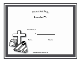 &quot;Memorial Day Holiday Certificate Template&quot;