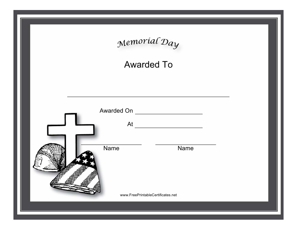 Memorial Day Holiday Certificate Template, Page 1