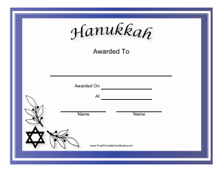 &quot;Hanukkah Holiday Certificate Template&quot;