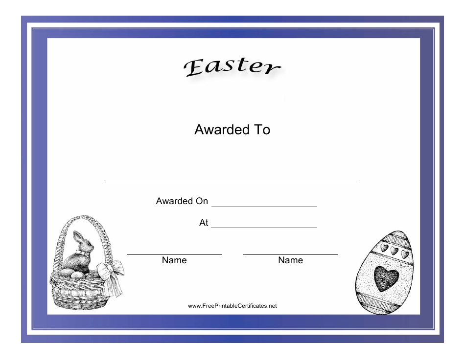 Easter Holiday Certificate Template Image Preview