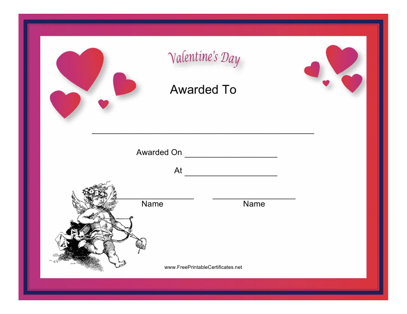 Valentine's Day Certificate Template Preview