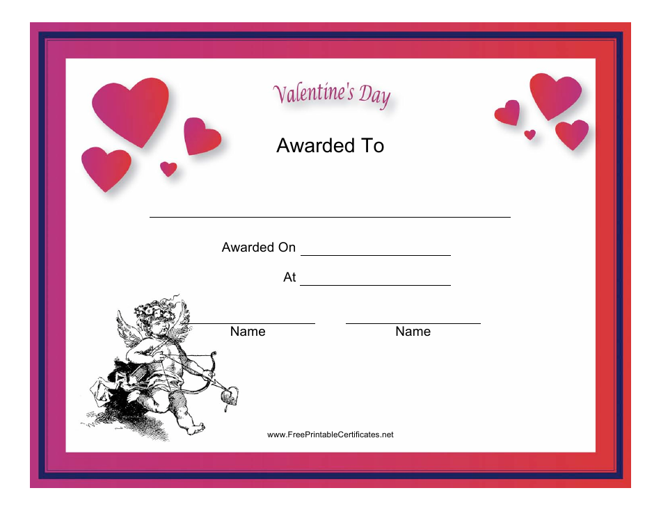 Valentine's Day Certificate Template Download Printable PDF