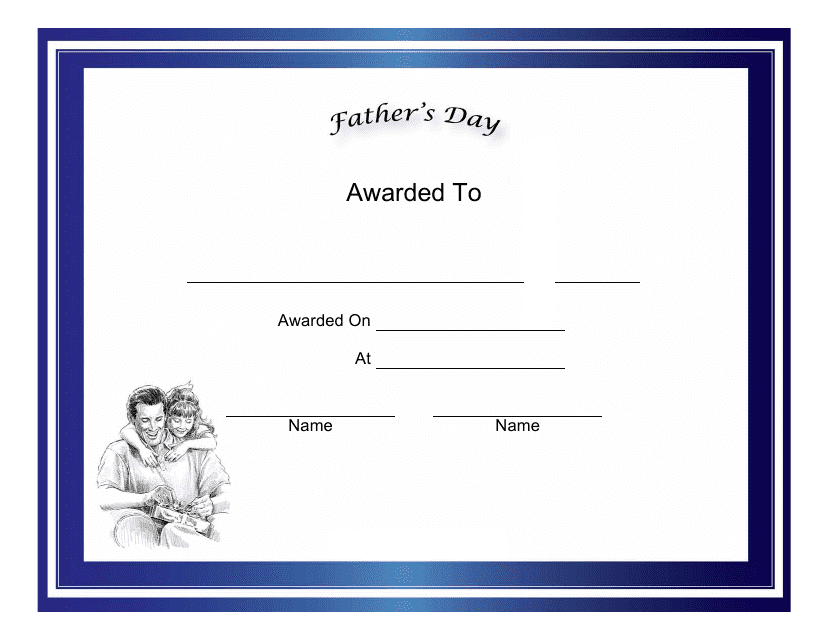 Father's Day Holiday Certificate Template Download Pdf