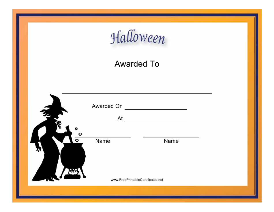 Halloween Holiday Certificate Template