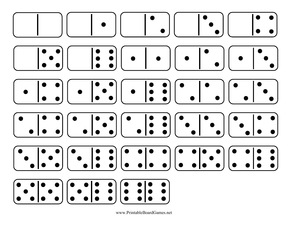Domino Game Template Double-Six Set - Customizable Blank Design for Creating Unique Dominos