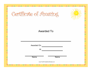 Document preview: Certificate of Amazing Template