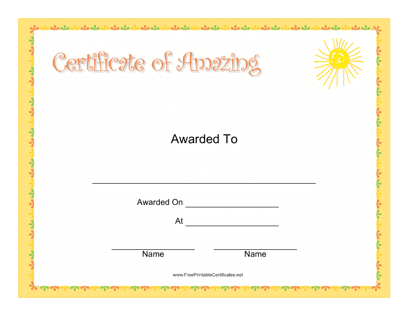 Certificate of Amazing Template - Preview