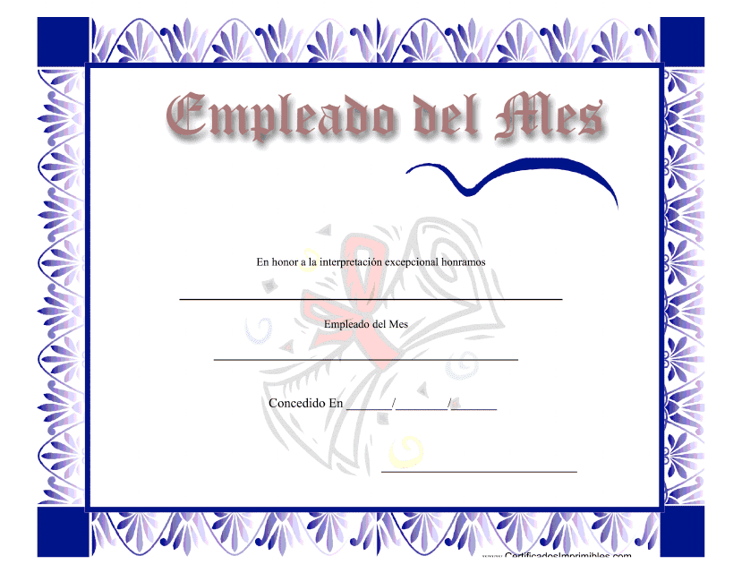 Certificado De Empleado Del Mes (Spanish)