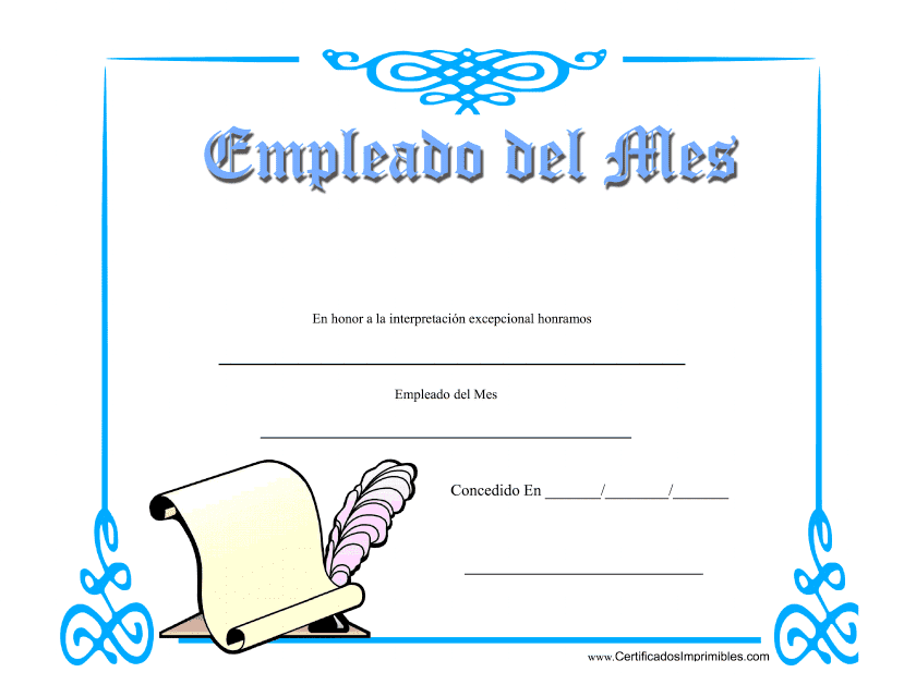 Empleado Del Mes Certificado - Blue (Spanish)