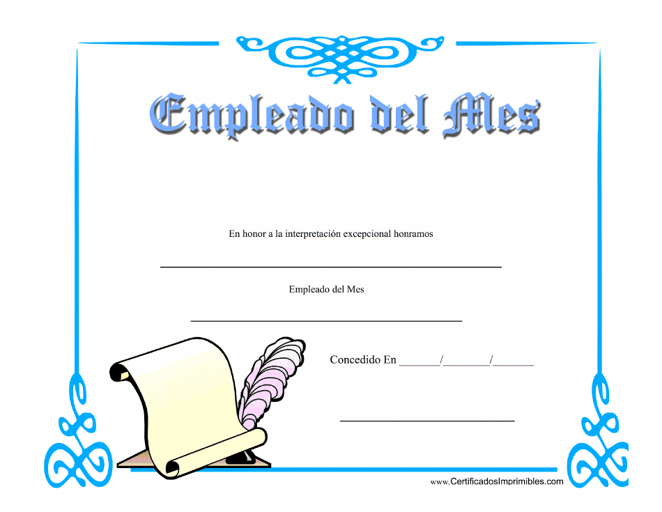 Certificado de Empleado del Mes - Azul (español)