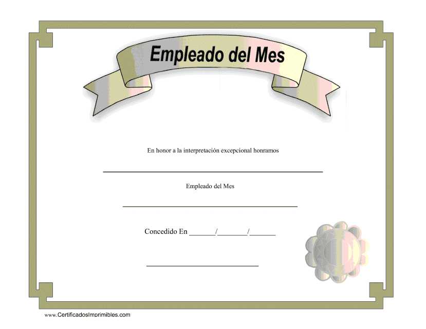 Empleado Del Mes Certificado - Beige (Spanish)
