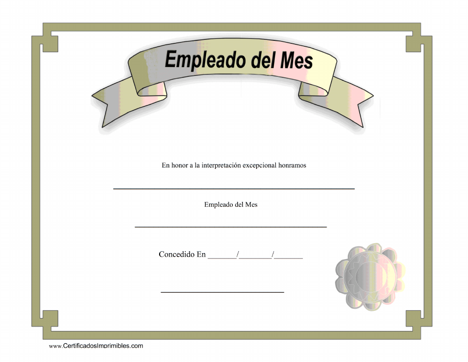 Employee of the Month Certificate - Beige