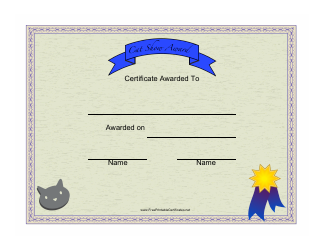 Document preview: Cat Show Award Certificate Template
