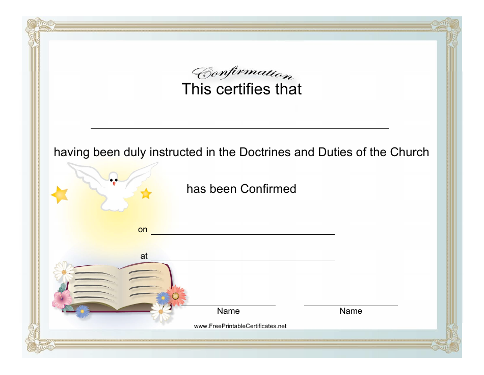 Free Confirmation Certificate Template