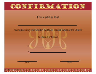 &quot;Doctrines and Duties of the Church Confirmation Certificate Template&quot;