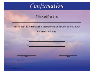 Document preview: Doctrines and Duties of the Church Confirmation Certificate Template