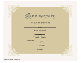 Document preview: Anniversary Certificate Template